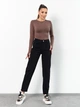 Джинсы mom с высокой талией зауженные классические с карманами в стиле casual ISSA PLUS WN20-728 29 черные (issa2007682789559) - изображение 1