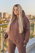 Теплый женский спортивный костюм на флисе оверсайз качественный зимний трехнить пенье утепленный с капюшоном шоколад 56/58 - изображение 4