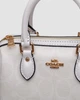 Сумка жіноча шкіряна з принтом в стилі Coach Rowan White Satchel In Signature Canvas - изображение 3