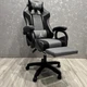 Компьютерное кресло STRIKER KO40SZ Серое тканевое с подставкой для ног, с регулировкой высоты 38–48 см - изображение 2