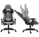 Эргономичное игровое кресло PlayMaker Supreme 94561 с регулировкой спинки и подушками, Серо-черное - изображение 9