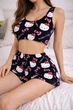 Женский пижамный набор Hello Kitty — топ и шорты из мягкого велюра, черного цвета, размер M - изображение 2