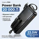 Зовнішній акумулятор повербанк power bank УМБ Hoco J156A 20000mAh |1USB/1Type-C, 22.5W/3A, PD/QC| зі вбудованими кабелями USB-A / USB-C / Micro-USB / Lightning - зображення 1