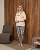 Комплект жіночий Plus Size зі штанами у клітинку - Smile 5XL молочний - зображення 1