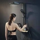 Душова стійка з тропічним душем Shower Set YLN16090L та змішувачем для ванної кімнати AND, чорний з золотистим - зображення 5