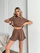 Жіночий домашній костюм з рюшами (футболка+шорти) Uaclothes 50-52 Капучино (like36903-173301358) - изображение 2