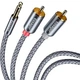 Инсертный кабель ESSAGER Monster 3.5mm Male to 2xRCA Male 2m Grey (EYPZJ-MYA0H) - изображение 2