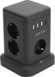 Универсальный сетевой удлинитель RZTK Tower Wireless + 3 USB-A + 1 USB-C Black (TWB7) 1.8 м - изображение 1