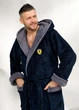 Мужской махровый халат с капюшоном S006 2XL-3XL(54-58) Темно-синий - изображение 2