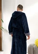 Мужской махровый халат с капюшоном S006 2XL-3XL(54-58) Темно-синий - изображение 5
