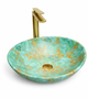 Умивальник накладний VBI PARMA MARBLE GREEN MATT 41,5×33,5×14,5 см, зелений, керамічний, овальний - зображення 1