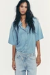 Вкорочена денімова сорочка trf Zara 0250/261 L Блакитна (00250261406L) - изображение 1