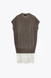Комбінована трикотажна сукня Zara 2756/110 S Коричнева (02756110737S) - изображение 3