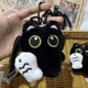 Брелок плюшевий Чорний кіт з рибкою в стилы Y2K kawaii на рюкзак сумку ключі з карабыном в японському стилі - зображення 4