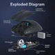Сверхлегкая геймерская мышка Attack Shark X11 Черная (Bluetooth / 2.4G / Type-C) с RGB+ Грипсы - изображение 4