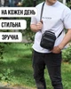 Мужская черная кожаная сумка на одно плечо 19х16х7, барсетка-мессенджер для документов и телефона, черная - изображение 7