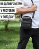 Мужская черная кожаная сумка на одно плечо 19х16х7, барсетка-мессенджер для документов и телефона, черная - изображение 8