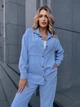 Жіночий прогулянковий велюровий костюм (сорочка+штани) Uaclothes 48-50 Блакитний (like36921-173481371) - изображение 2
