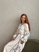 Жіноча вишита сукня MOTYV «Верховина» біла із зеленим орнаментом — лляна сукня-вишиванка для розписки | Розмір M - изображение 7