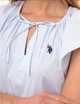 Женское платье U.S. Polo Assn. Американская классика, ярусное Tiered-платье в небесную полоску «Морской бриз» с завязками XL бело-голубое - изображение 5