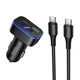Автомобільний зарядний пристрій Hoco Z63B USB/ Type-C PD QC 48W c дисплеєм black + кабель Type-C to Type-C - зображення 1