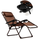 Раскладное кресло шезлонг LEOBRO Zero Gravity Premium Brown 178 x 64 x 110 см, с подголовником и регулировкой спинки, коричневое - изображение 2