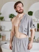 Банная юбка для мужчины микрофибра 85х150 Светло-серый (Д-novo-m-sauna-0045) - изображение 2