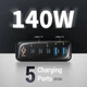 Зарядний пристрій ASOMETECH ASGaN-016 140Wmax GAN PowerDisplay (PPS, PD3.0, QC5) порти 3C+2A Black (44161) - зображення 3