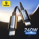 Кабель Baseus Tungsten Gold Fast Charging Data Cable Type-C to Type-C 240W 2 м Black - изображение 2