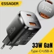 Сетевое зарядное устройство Essager 33W GaN Dual Port Type-C + USB-A Быстрая зарядка PD3.0+QC3.0 Цифровой дисплей ECT33W-GMB01-Z Black - изображение 1