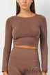 Tоп-лонгслив бесшовный с длинным рукавом Giulia Crop Top DEEP TAUPE S/M Тауп - изображение 1
