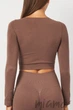 Tоп-лонгслив бесшовный с длинным рукавом Giulia Crop Top DEEP TAUPE S/M Тауп - изображение 4