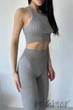 Леггинсы бесшовные в рубчик с пуш-ап эффектом GIULIA Leggings RIB Push Up ULTIMATE GREY L/XL Светло-серые - изображение 3