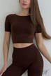 Топ безшовний з короткими рукавами Giulia Crop T-Shirt ROCKY ROAD S/M Темний коричневий - зображення 4