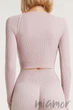 Tоп-лонгслив в рубчик с длинным рукавом Giulia CROP TOP RIB BURNISHED LILAC One Size Розовая пудра - изображение 4