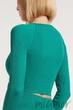 Tоп-лонгслив в рубчик с длинным рукавом Giulia CROP TOP RIB EMERALD One Size Бирюзовый - изображение 3