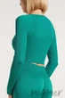Tоп-лонгслив в рубчик с длинным рукавом Giulia CROP TOP RIB EMERALD One Size Бирюзовый - изображение 4