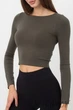 Tоп-лонгслив бесшовный с длинным рукавом Giulia Crop Top KHAKI S/M Хаки - изображение 1