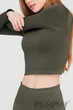 Tоп-лонгслив бесшовный с длинным рукавом Giulia Crop Top KHAKI S/M Хаки - изображение 4
