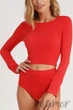 Tоп-лонгслив бесшовный с длинным рукавом Giulia Crop Top POICIANA S/M Красный - изображение 1