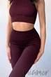 Леггинсы в рубчик с пуш-апом INSECRET Leggings RIBBED Push-Up MARSALA S/M Бордовые - изображение 2