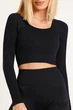 Tоп-лонгслив в рубчик с длинным рукавом Giulia CROP TOP RIB One Size Черный - изображение 1