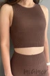 Топ безшовний в рубчик InSecret Halter Top RIBBED DEEP TAUPE S/M Тауп - зображення 2