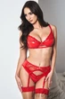 Комплект білизни латексний Obsessive Aliosa set S/M Червоний - зображення 3