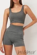 Топ на широких бретелях в рубчик GIULIA Top Rib POPPY SEED S/M Темно-серый - изображение 4