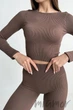 Кроп-топ в рубчик с длинными рукавами INSECRET CROP TOP RIBBED DEEP TAUPE L/XL Тауп - изображение 3
