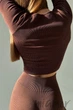 Кроп-топ в рубчик с длинными рукавами INSECRET CROP TOP RIBBED CHICORY COFFEE L/XL Темно-коричневий - изображение 4