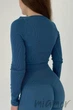 Кроп-топ в рубчик с длинными рукавами INSECRET CROP TOP RIBBED MIDHIGHT S/M Темно-синій - изображение 3
