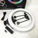 Кільцева LED лампа RGB MJ45 Ring 45 см комплектація адаптер із вбудованим кабелем, тримачі для телефону, пульт - зображення 2