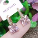 Серьги Xuping длина 1.9см ширина 9мм медицинское золото позолота 18К цирконий с1397 - изображение 5